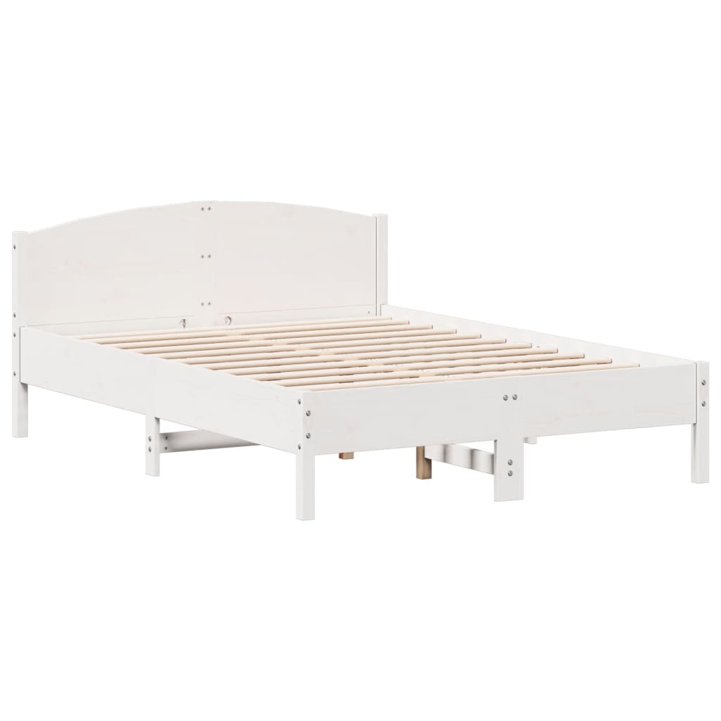 Cama sem colchão 135x190 cm madeira de pinho maciça branco