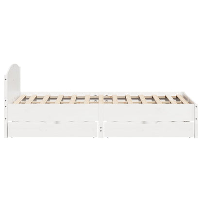 Cama sem colchão 135x190 cm madeira de pinho maciça branco