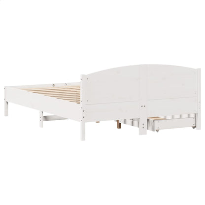 Cama sem colchão 135x190 cm madeira de pinho maciça branco