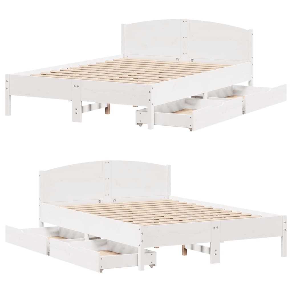 Cama sem colchão 135x190 cm madeira de pinho maciça branco