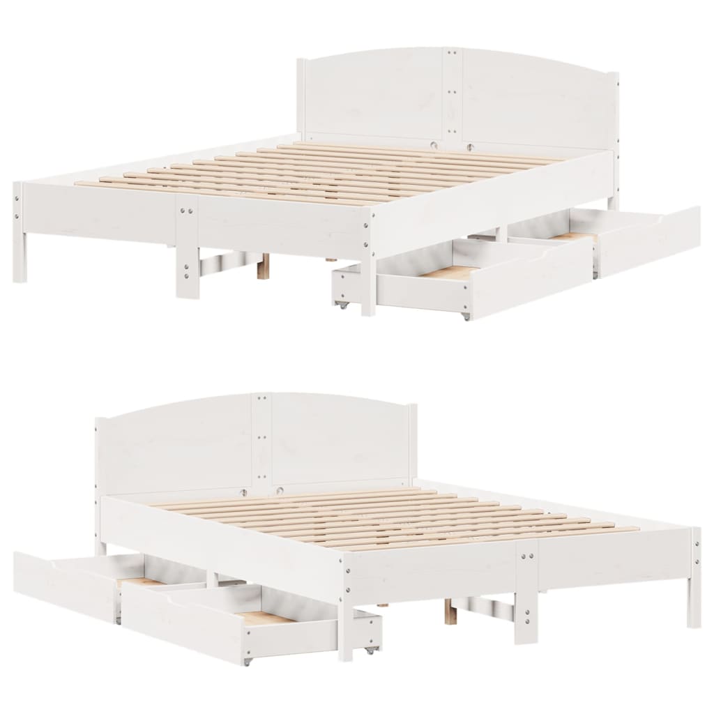 Cama sem colchão 120x190 cm madeira de pinho maciça branco