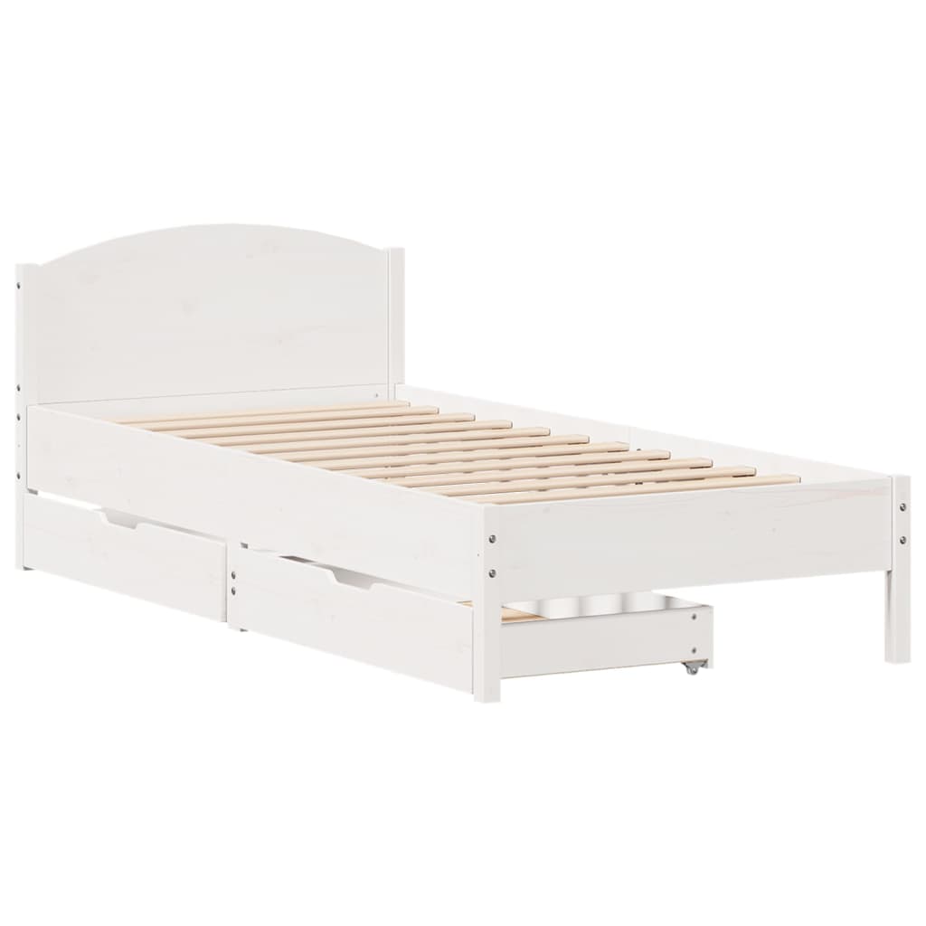 Cama sem colchão 100x200 cm madeira de pinho maciça branco