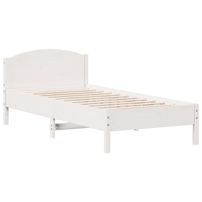 Cama sem colchão 100x200 cm madeira de pinho maciça branco