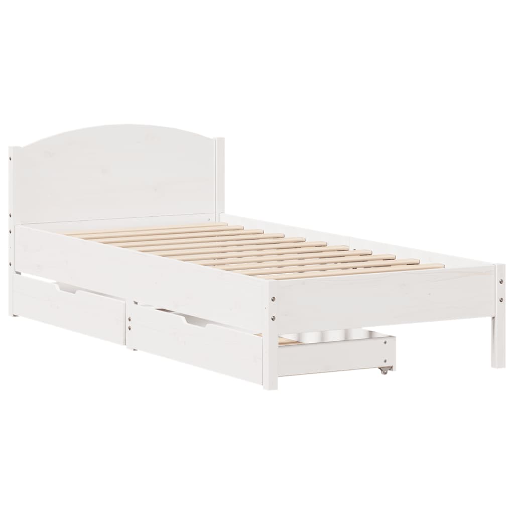 Cama sem colchão 90x200 cm madeira de pinho maciça branco