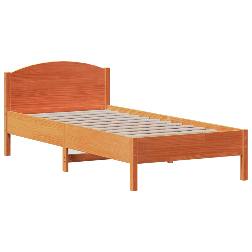 Cama sem colchão 90x200 cm pinho maciço castanho-mel