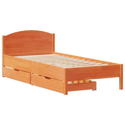 Cama sem colchão 90x190 cm madeira de pinho maciça castanho-mel