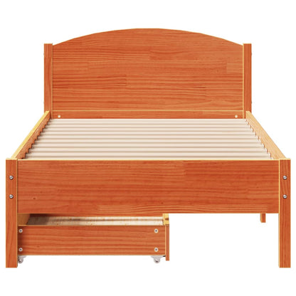 Cama sem colchão 90x190 cm madeira de pinho maciça castanho-mel