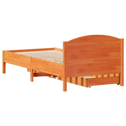 Cama sem colchão 90x190 cm madeira de pinho maciça castanho-mel