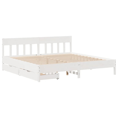 Cama sem colchão 200x200 cm madeira de pinho maciça branco