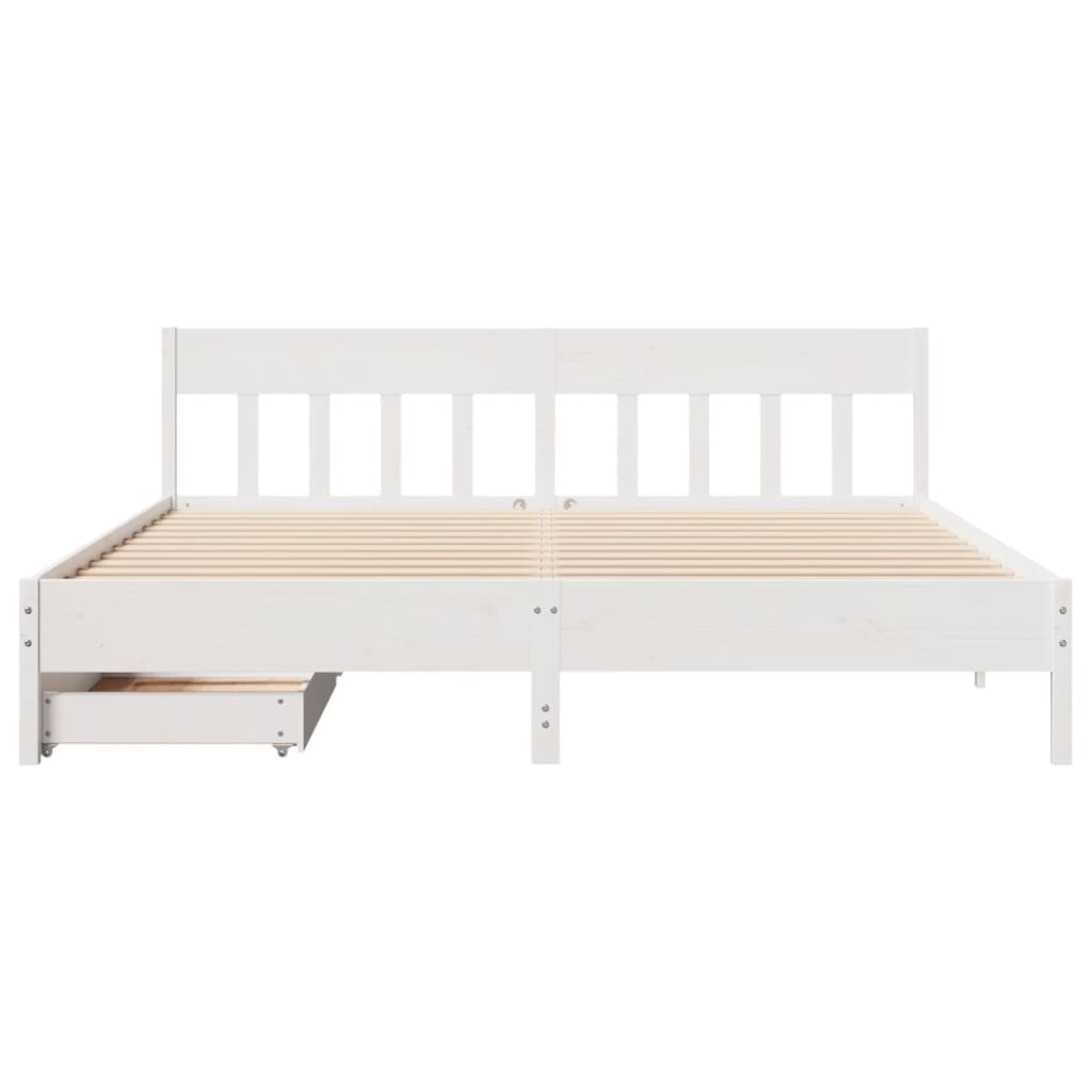 Cama sem colchão 200x200 cm madeira de pinho maciça branco