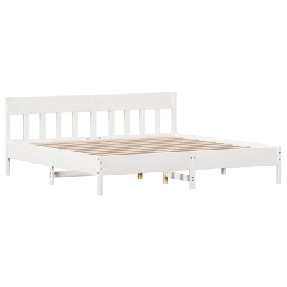 Cama sem colchão 200x200 cm madeira de pinho maciça branco