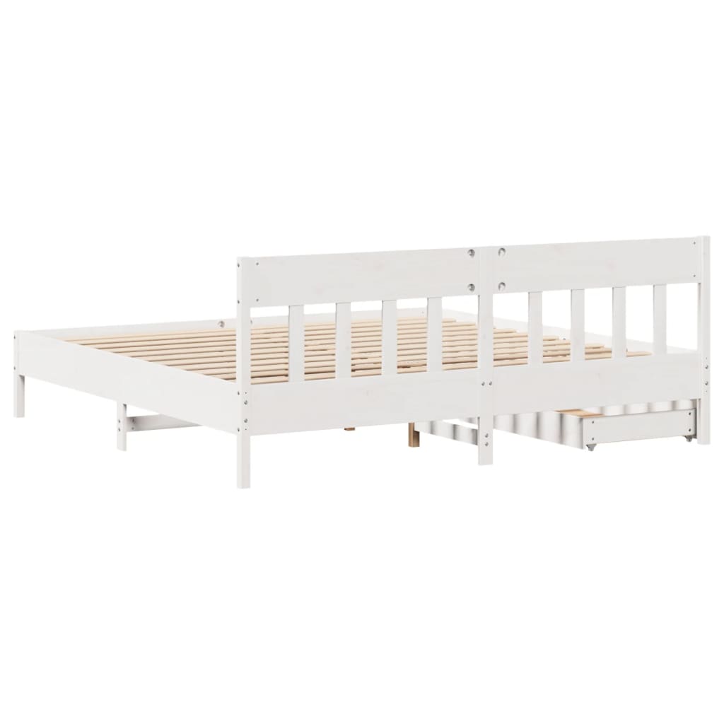 Cama sem colchão 200x200 cm madeira de pinho maciça branco