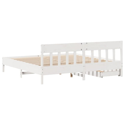 Cama sem colchão 200x200 cm madeira de pinho maciça branco