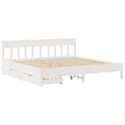 Cama sem colchão 180x200 cm madeira de pinho maciça branco