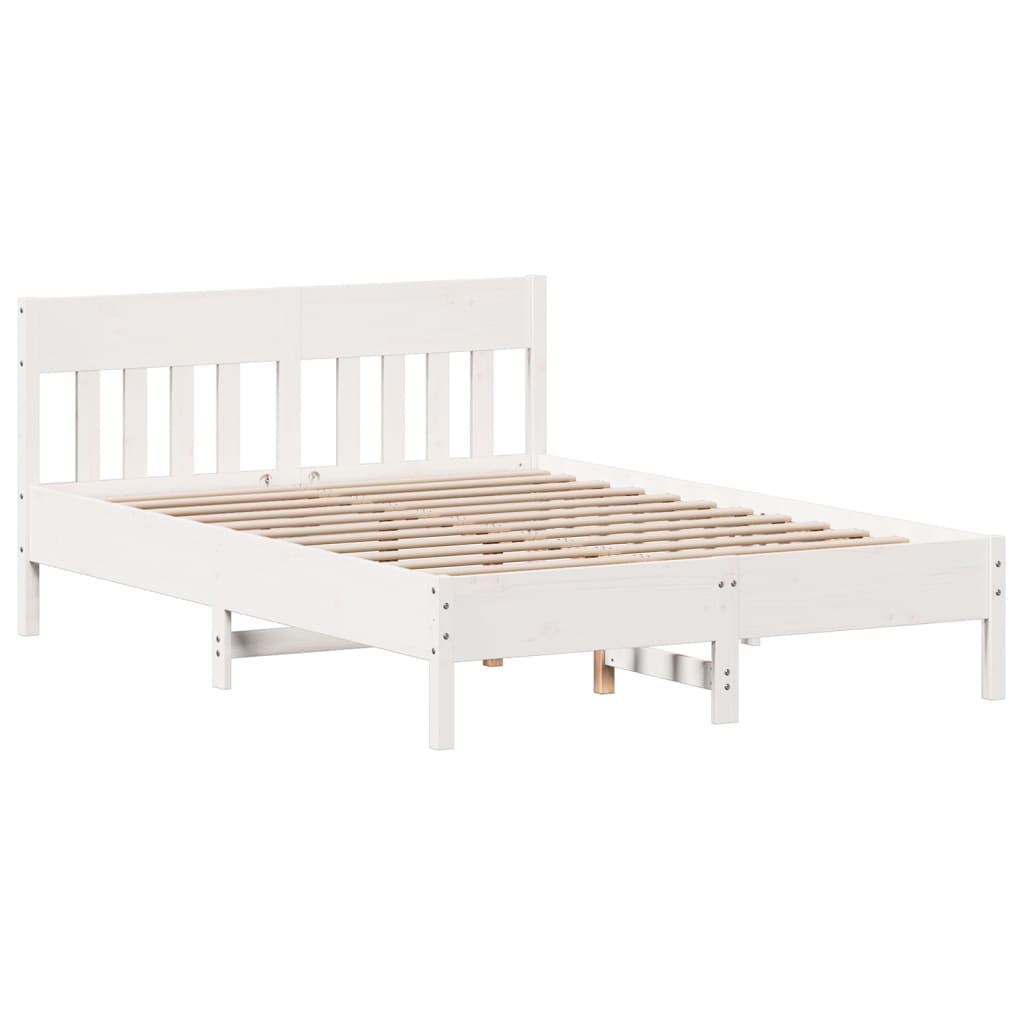 Cama sem colchão 150x200 cm madeira de pinho maciça branco