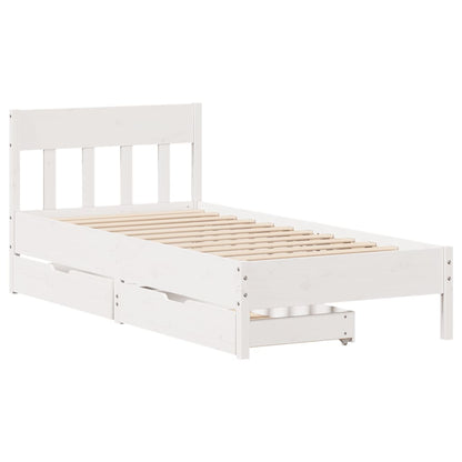 Cama sem colchão 90x200 cm madeira de pinho maciça branco