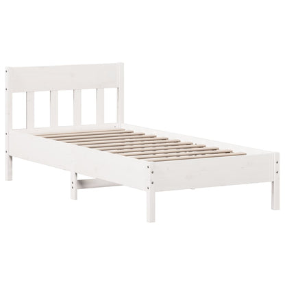 Cama sem colchão 90x200 cm madeira de pinho maciça branco