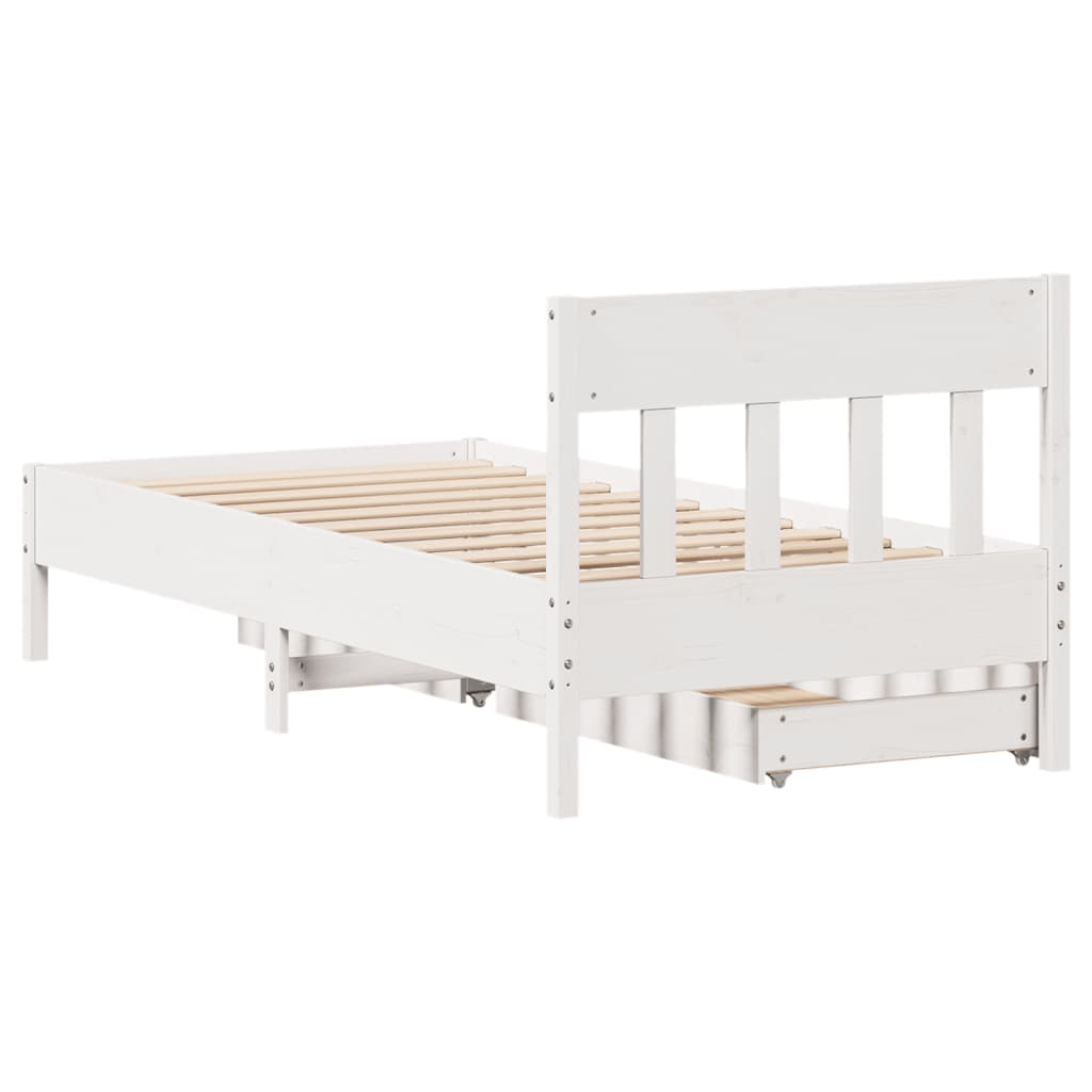 Cama sem colchão 90x200 cm madeira de pinho maciça branco