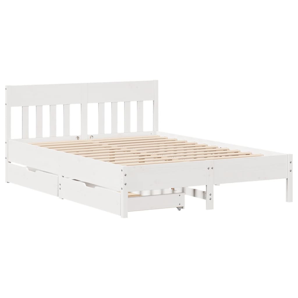 Cama sem colchão 140x190 cm madeira de pinho maciça branco