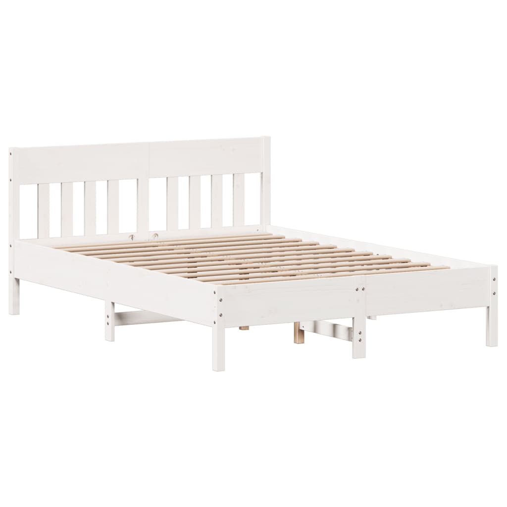 Cama sem colchão 140x190 cm madeira de pinho maciça branco