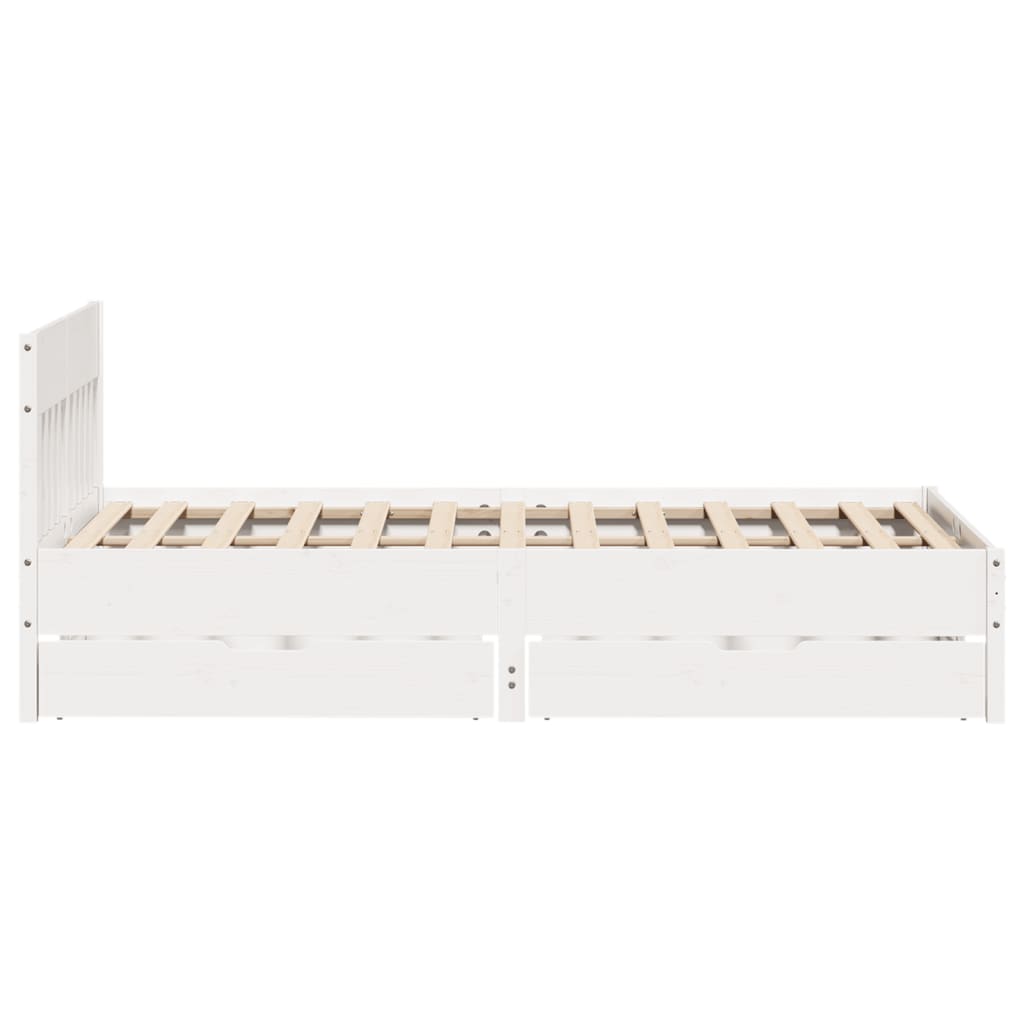 Cama sem colchão 140x190 cm madeira de pinho maciça branco