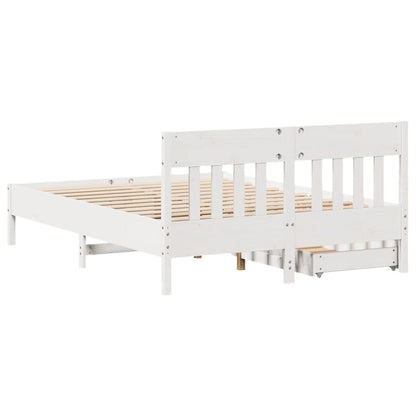 Cama sem colchão 140x190 cm madeira de pinho maciça branco