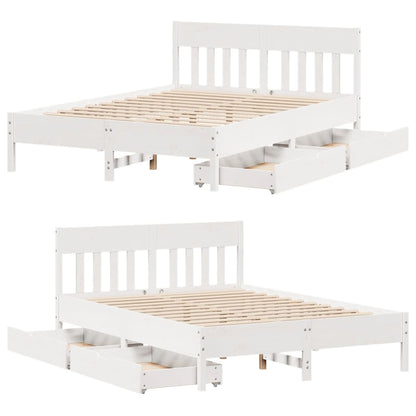 Cama sem colchão 140x190 cm madeira de pinho maciça branco