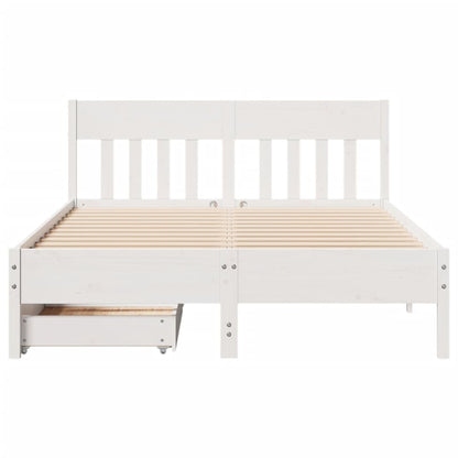 Cama sem colchão 135x190 cm madeira de pinho maciça branco