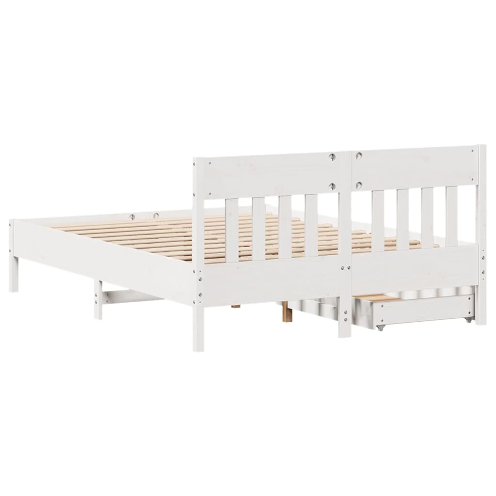 Cama sem colchão 135x190 cm madeira de pinho maciça branco