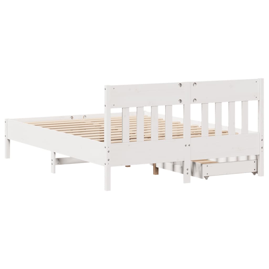 Cama sem colchão 120x190 cm madeira de pinho maciça branco