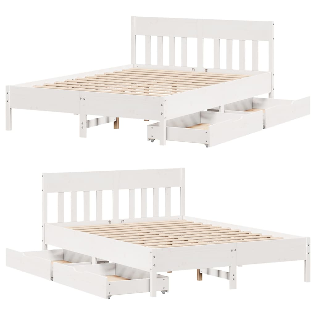 Cama sem colchão 120x190 cm madeira de pinho maciça branco