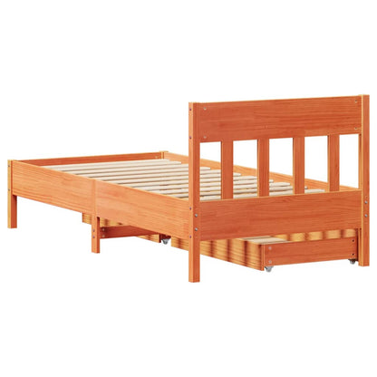 Cama sem colchão 90x190 cm madeira de pinho maciça castanho-mel