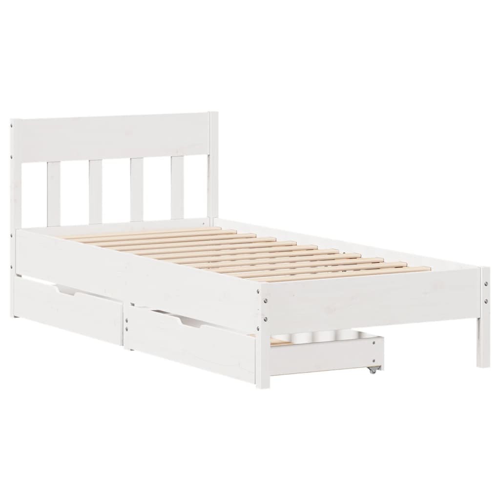 Cama sem colchão 75x190 cm madeira de pinho maciça branco