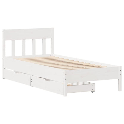 Cama sem colchão 75x190 cm madeira de pinho maciça branco