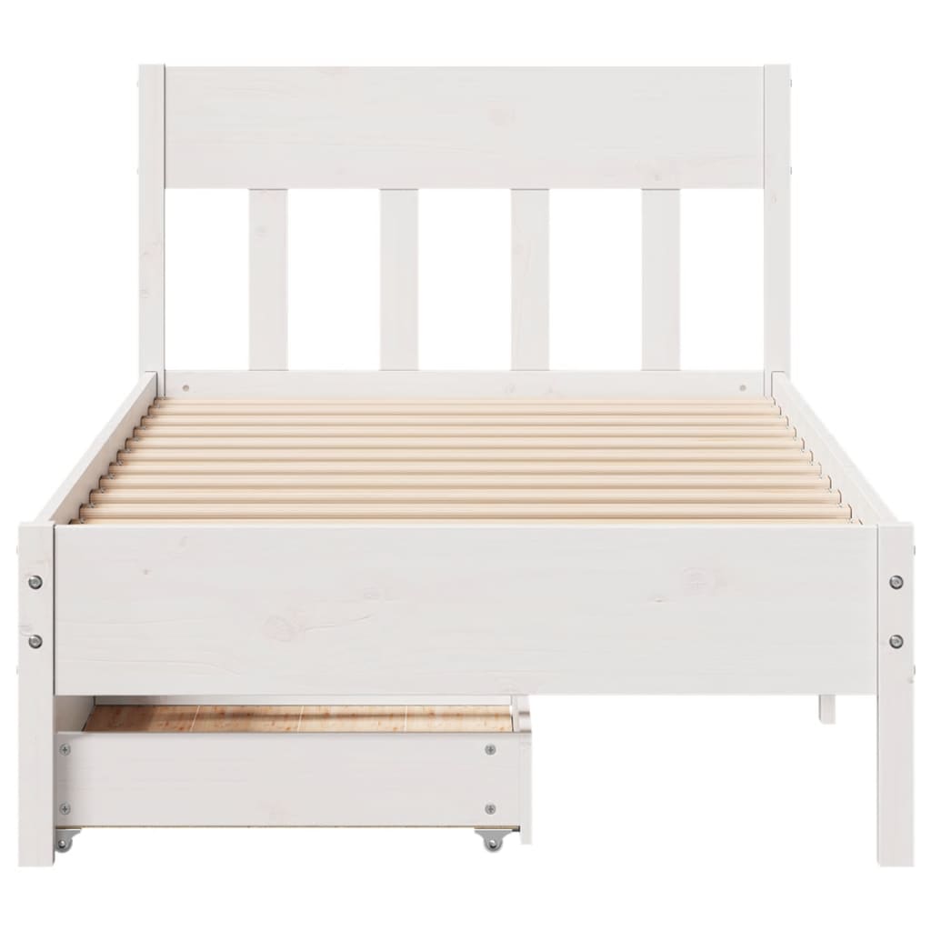 Cama sem colchão 75x190 cm madeira de pinho maciça branco