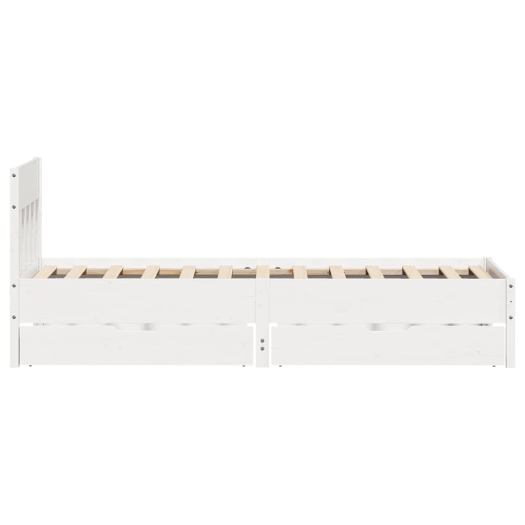 Cama sem colchão 75x190 cm madeira de pinho maciça branco