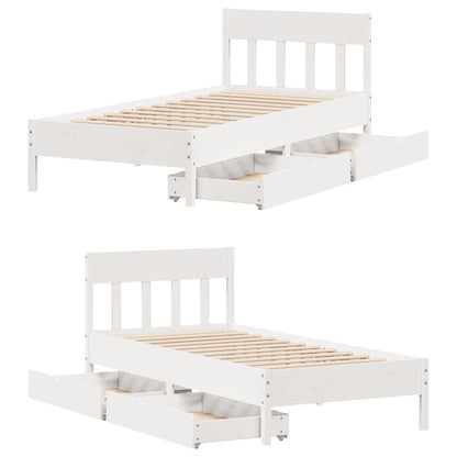 Cama sem colchão 75x190 cm madeira de pinho maciça branco