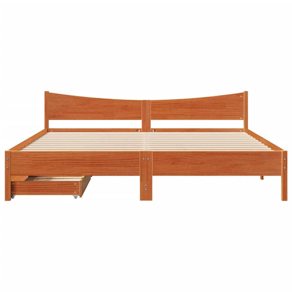 Estrutura de cama c/ gavetas 180x200 cm pinho castanho cera