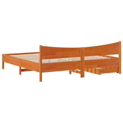 Estrutura de cama c/ gavetas 180x200 cm pinho castanho cera