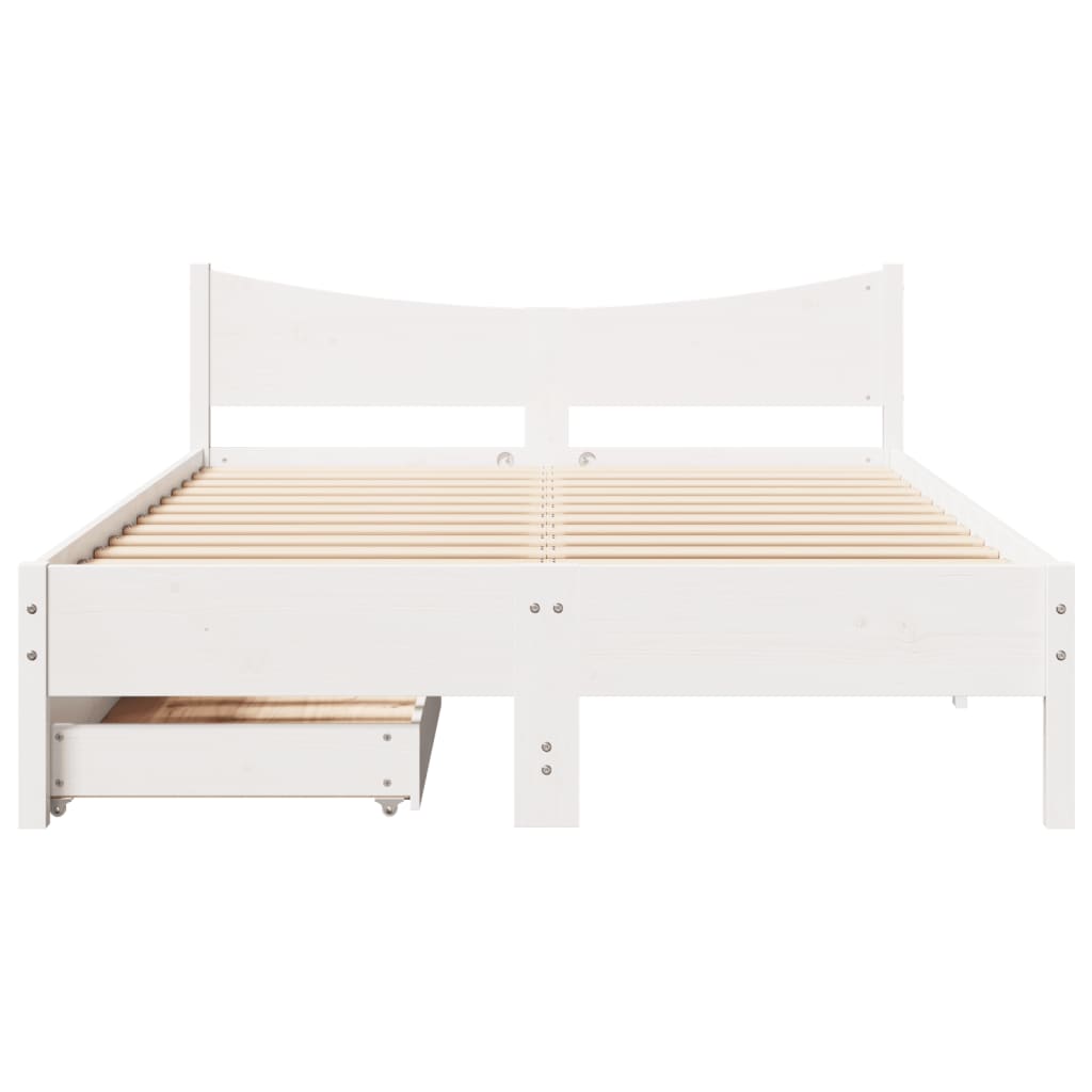 Estrutura de cama com gavetas 160x200 cm pinho maciço branco