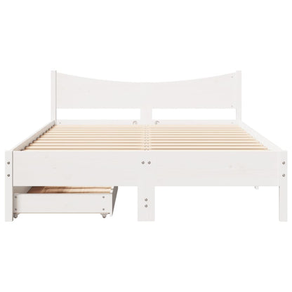 Estrutura de cama com gavetas 160x200 cm pinho maciço branco