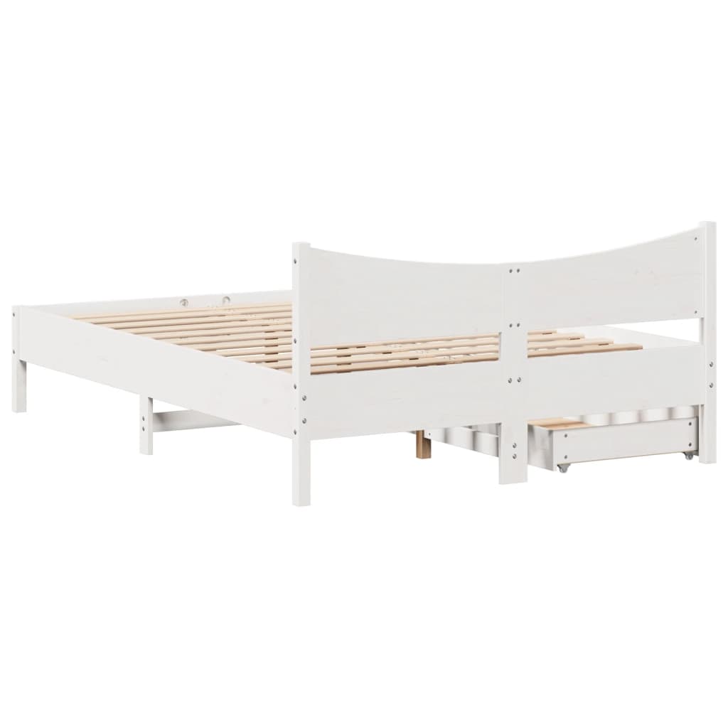 Estrutura de cama com gavetas 160x200 cm pinho maciço branco