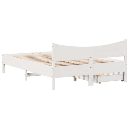 Estrutura de cama c/ gavetas 150x200 cm pinho maciço branco