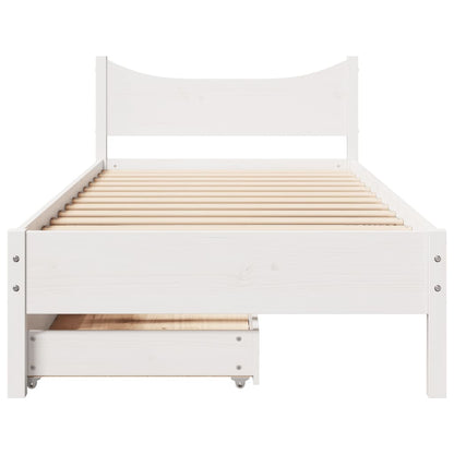 Estrutura de cama c/ gavetas 90x200 cm pinho maciço branco