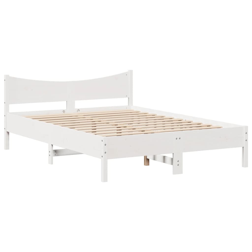 Estrutura de cama com gavetas 140x190 cm pinho maciço branco