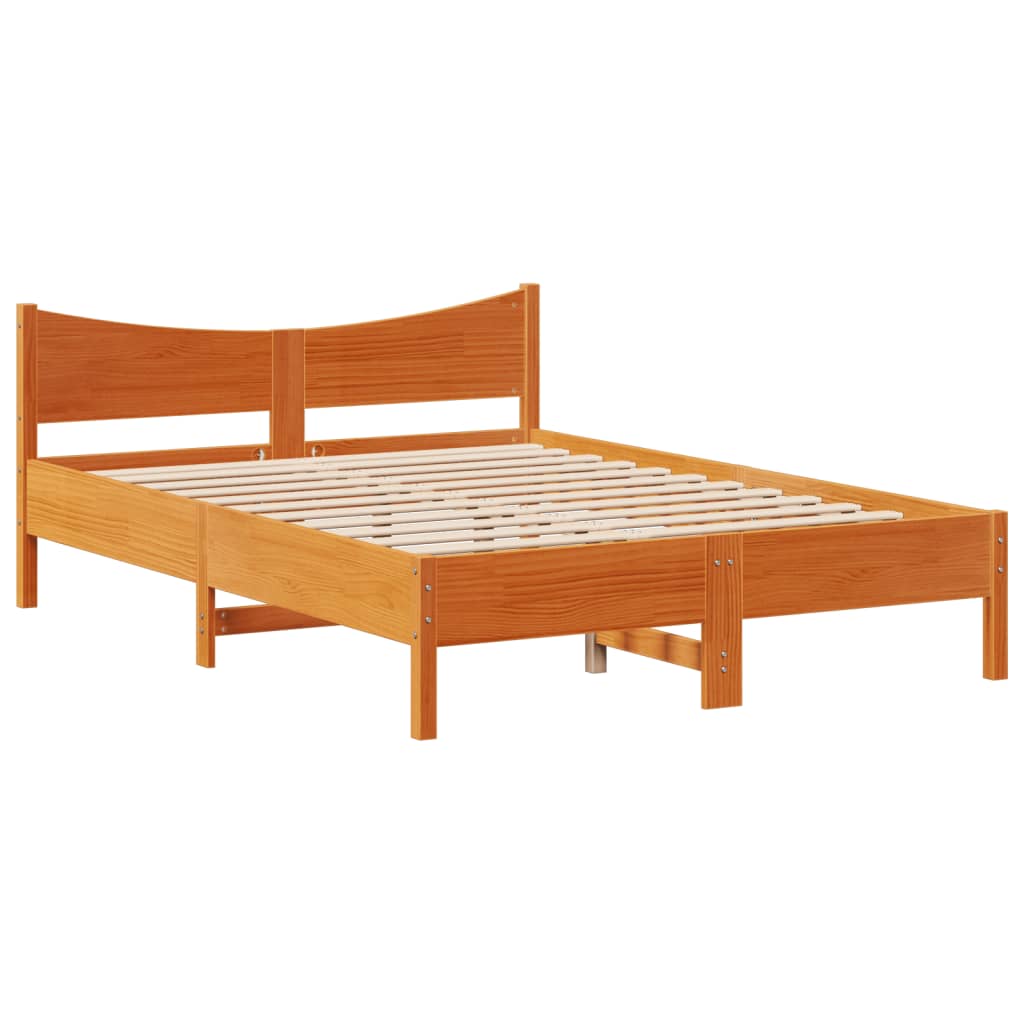 Estrutura cama c/ gavetas 140x190 cm pinho maciço castanho-mel