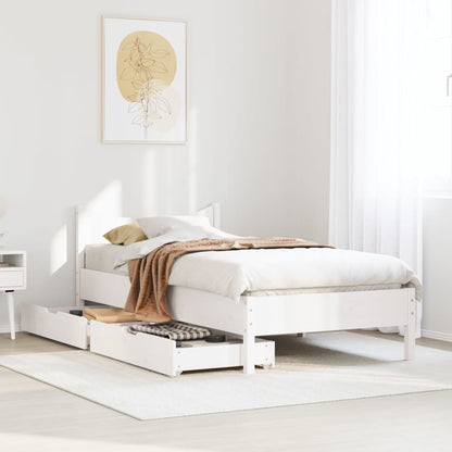 Estrutura de cama com gavetas 90x190 cm pinho maciço branco