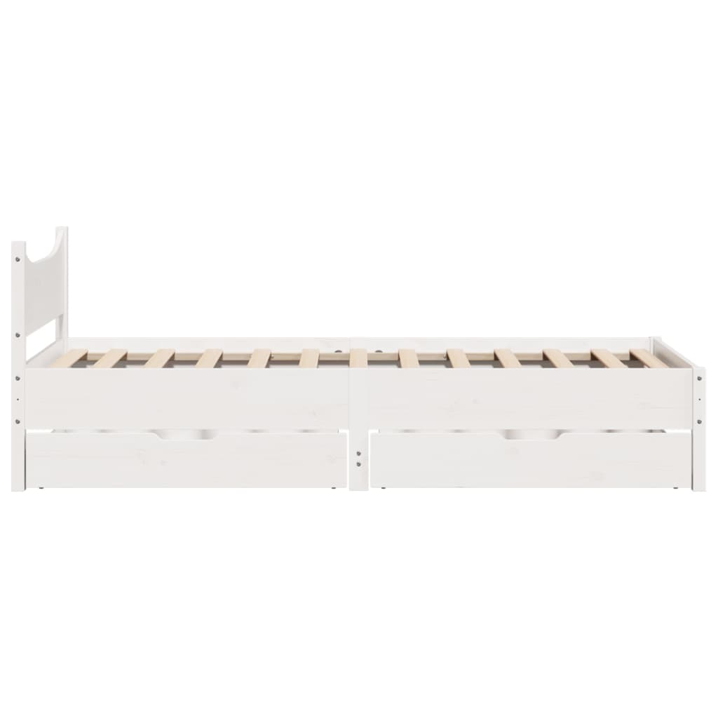 Estrutura de cama com gavetas 90x190 cm pinho maciço branco