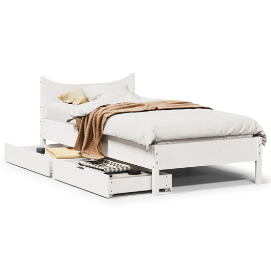 Estrutura de cama com gavetas 90x190 cm pinho maciço branco