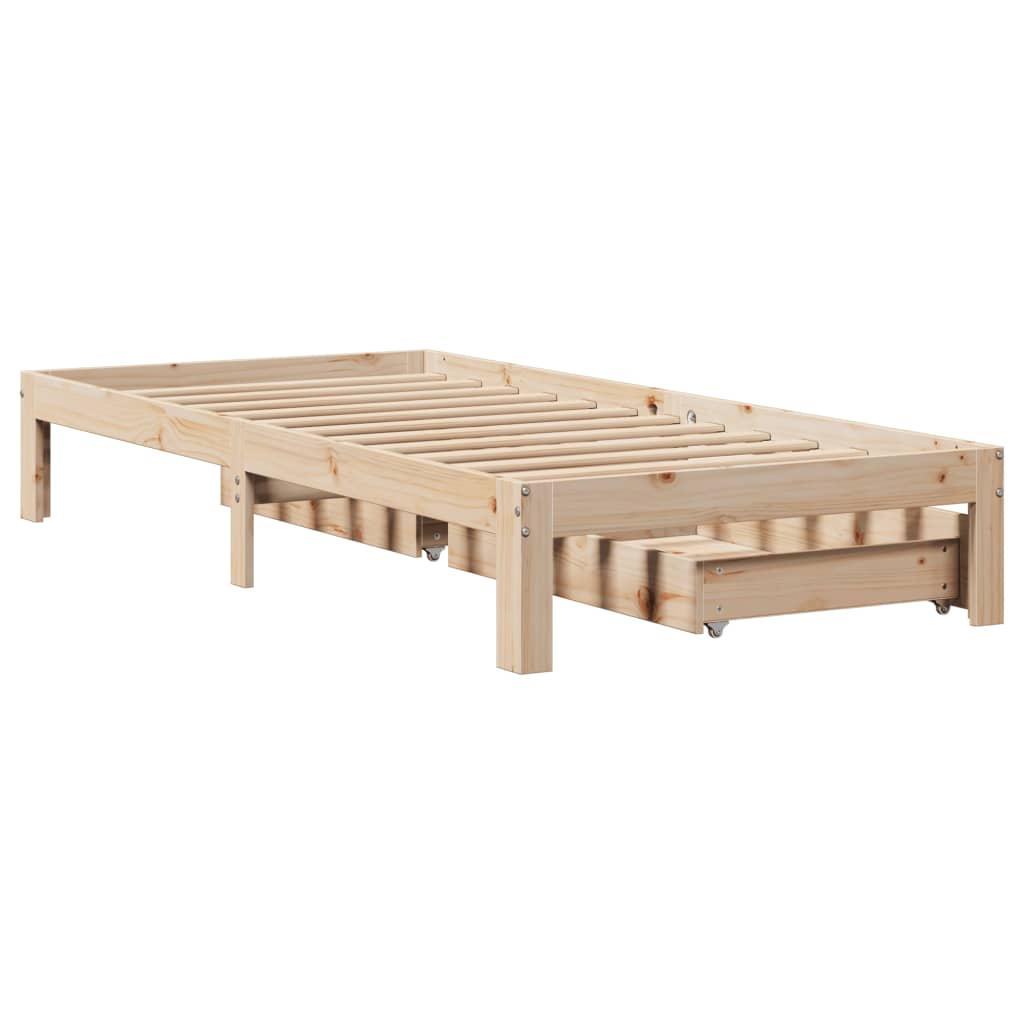 Estrutura de cama com gavetas 75x190 cm madeira de pinho maciça